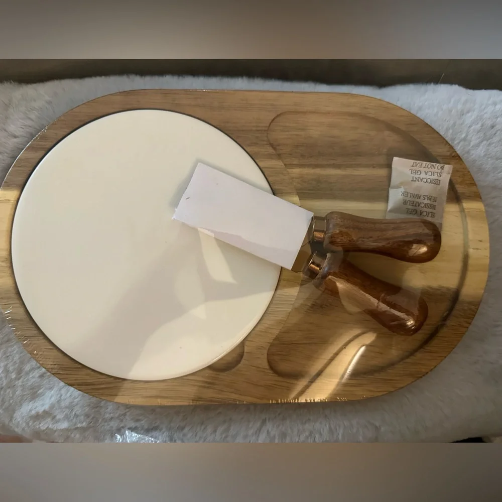 Twine‎ Living Co. Gourmet Wood & Ceramic Cheese Board Gift Set